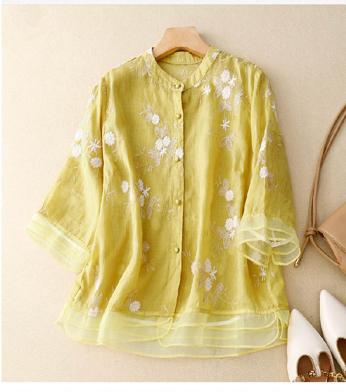 Kvinnors Blus | Broderade Accenter