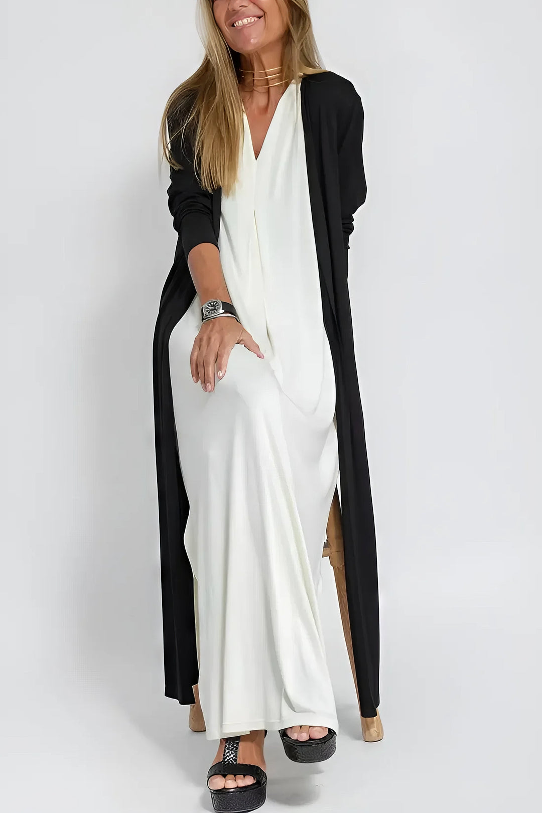 Kvinnors Klänning | Lager Maxi med Cardigan