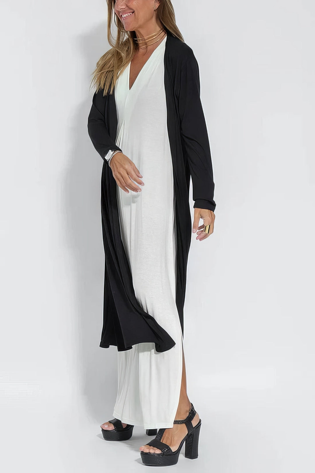 Kvinnors Klänning | Lager Maxi med Cardigan