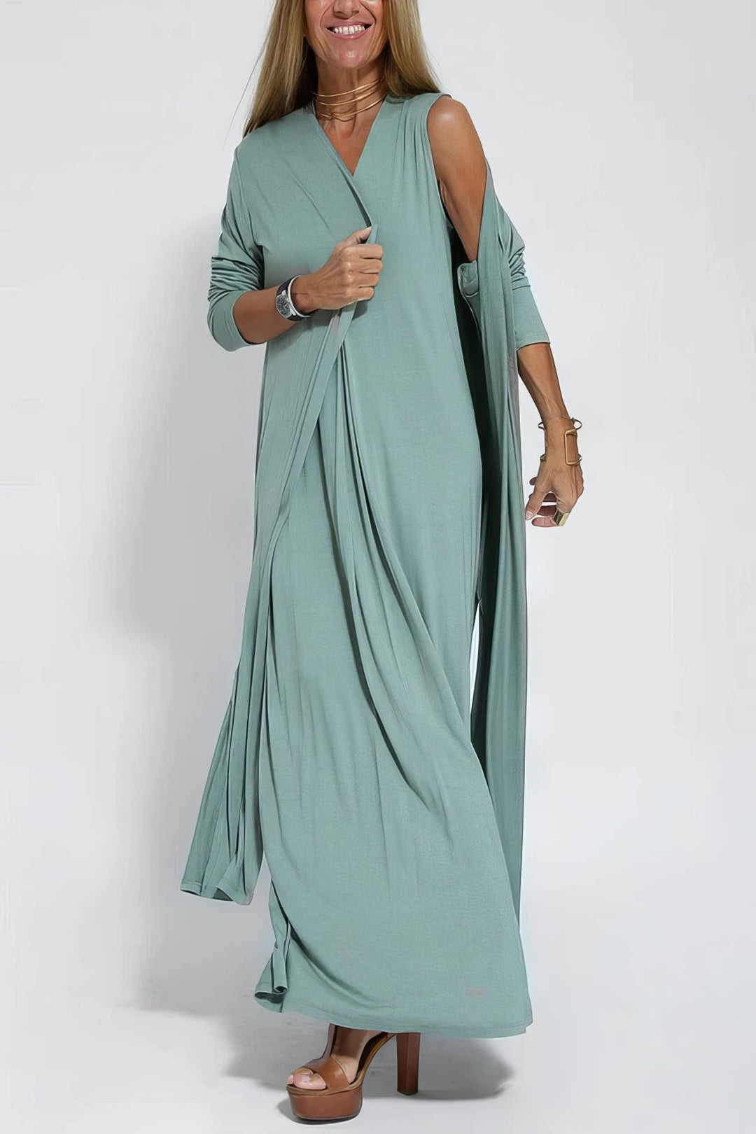 Kvinnors Klänning | Lager Maxi med Cardigan
